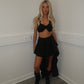 Black Embroidery bralet and high low skirt set