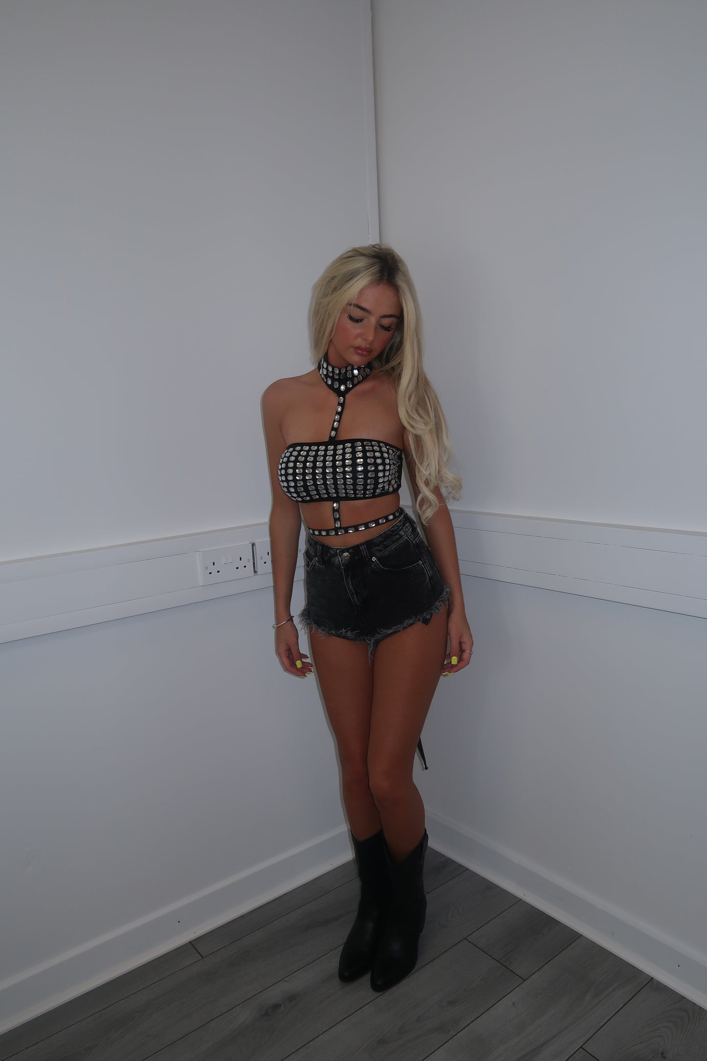 Black rhinestone top