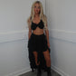 Black Embroidery bralet and high low skirt set