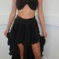 Black Embroidery bralet and high low skirt set