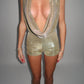 LIMITED EDITION HANDMADE & DESIGNED IN HOUSE: Gold sparkly plunge playsuit