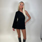 Black one shoulder lurex mini dress