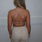 Sculpt beige cross back sports bra