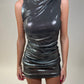 Metallic pleated mini dress