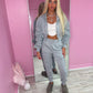 Grey ruched sleeve tracksuit