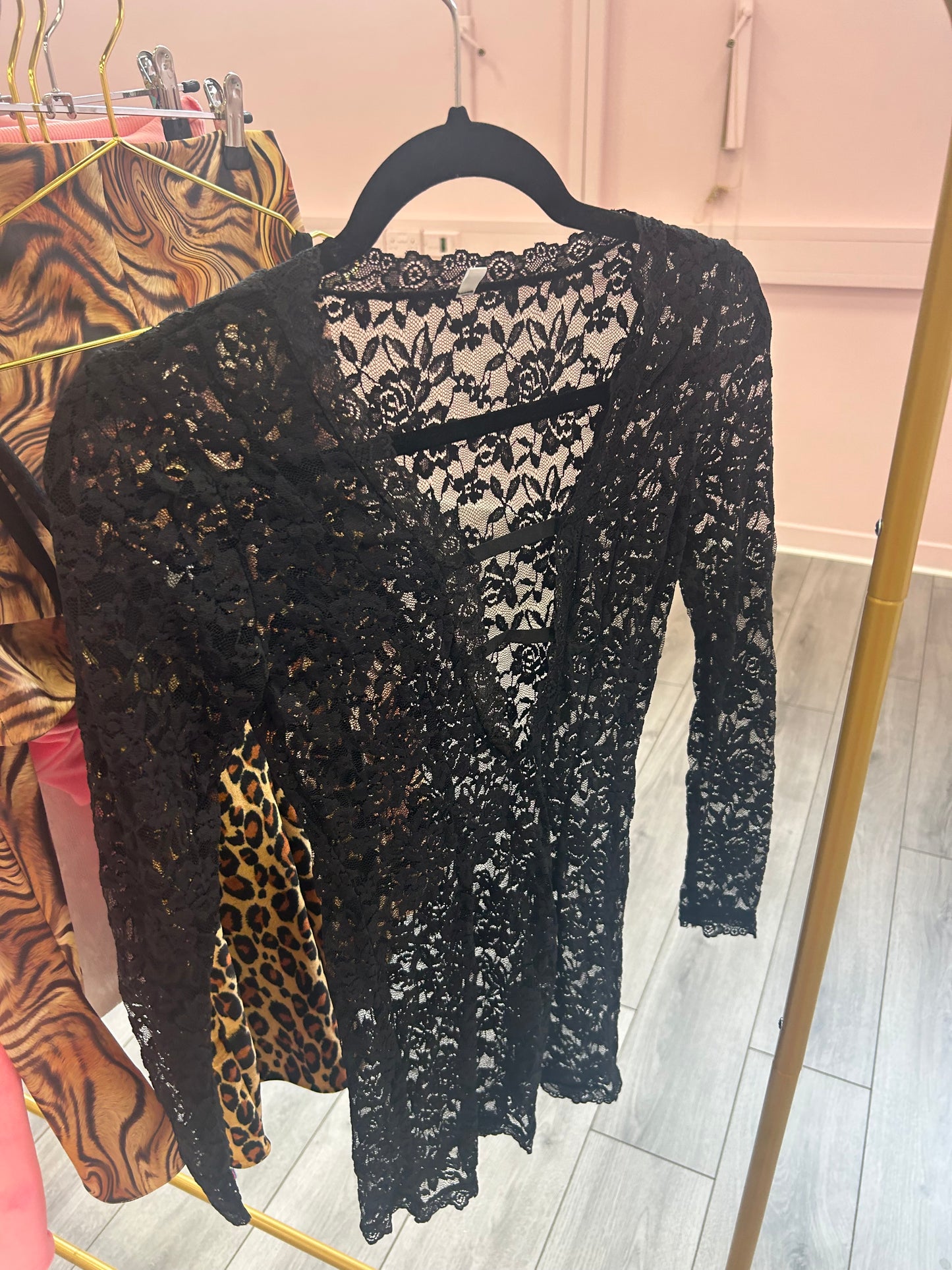 SAMPLE black lace long sleeve dress