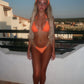 Neon orange bikini top and head band