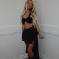 Black Embroidery bralet and high low skirt set