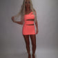 LIMITED EDITION HAND MADE AND DESIGNED IN HOUSE: ‘Aries’ coral cut out dress