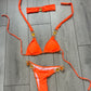 Neon orange bikini top and head band