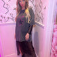 Star Trim Round Neck Tee With black lace maxi dress under lay co-ord