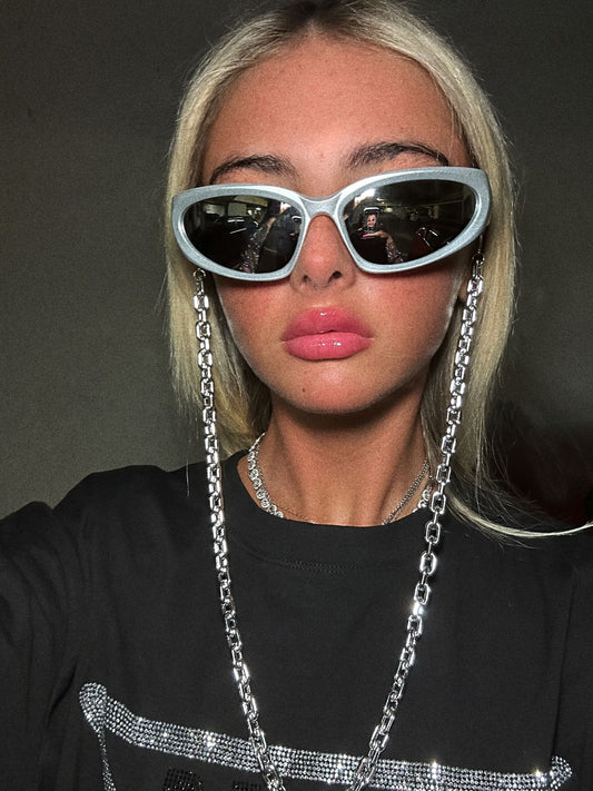 Silver sunglasses chain