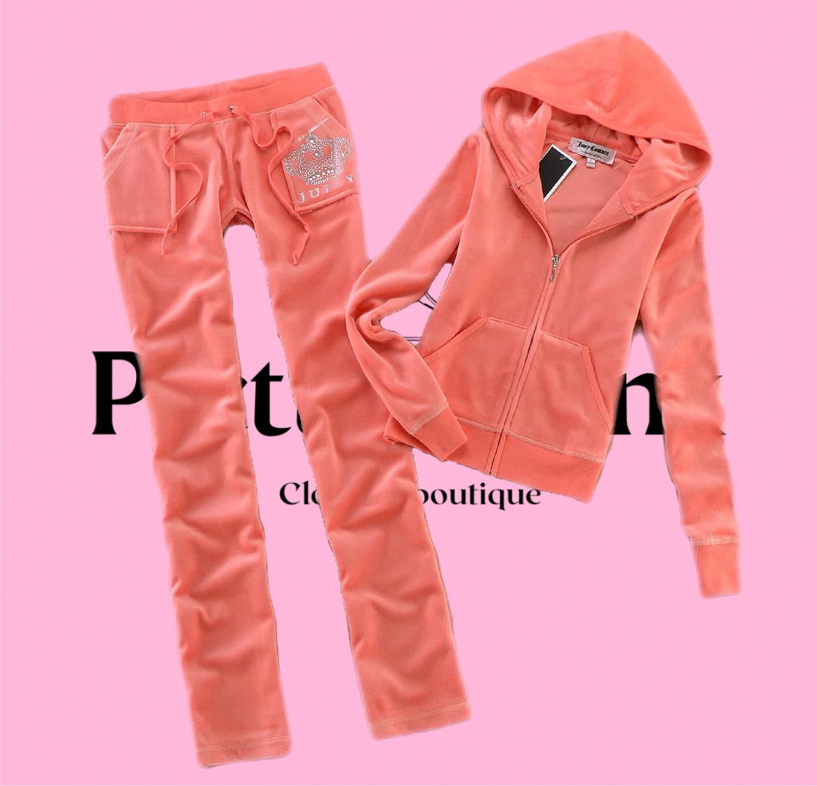 PRE ORDER peach limited edition velour tracksuit