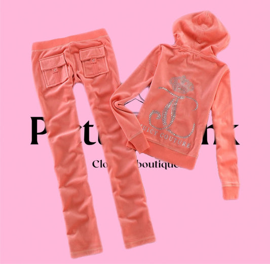 PRE ORDER peach limited edition velour tracksuit